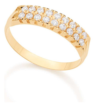 Anel Meia Aliança Composto Por 18 Zircônia 512367 512367 em Oferta na Shopee