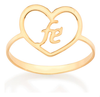 Anel Formato Coração Vazado Escrito Fé Ao 513069 513069 em Oferta na Shopee