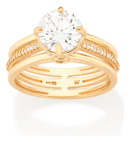 Anel Solitário Aro Triplo, Cravejado Por 48 513218 513218 em Oferta na Shopee