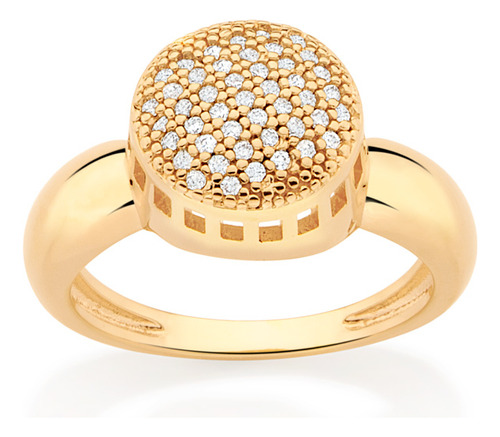 Anel Rommanel Botão Redondo Cravejado Zircônia 513225 513225 em Oferta na Shopee