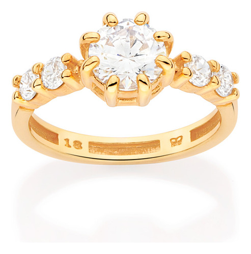 Anel Solitário Cravejado Por 4 Zircônias D 513417 513417 em Oferta na Shopee