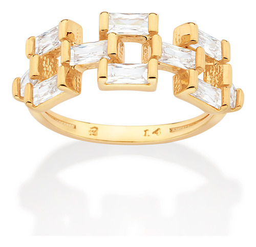 Anel  Composto Por 10 Zircônias Baguetes De 513441 513441