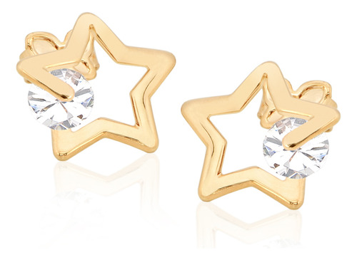 Brinco Formato Estrela Vazada Com Cristal Na 524522 524522 em Oferta na Shopee