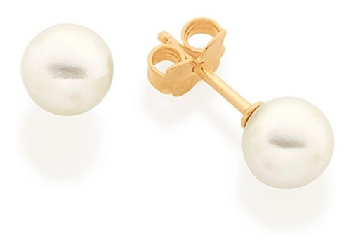 Brinco Solitário Pérola 7mm Banhado Ouro 18k Rommanel 520193 520193