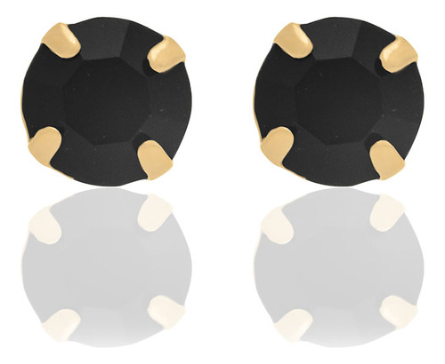 Brinco Solitário Com Cristal Negro De 4mm. 525029 em Oferta na Shopee