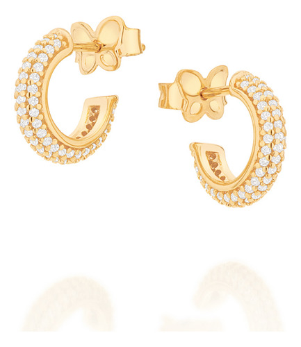 Brinco Meia Argola Cravejada Por 130 Zircôn 526633 526633 em Oferta na Shopee