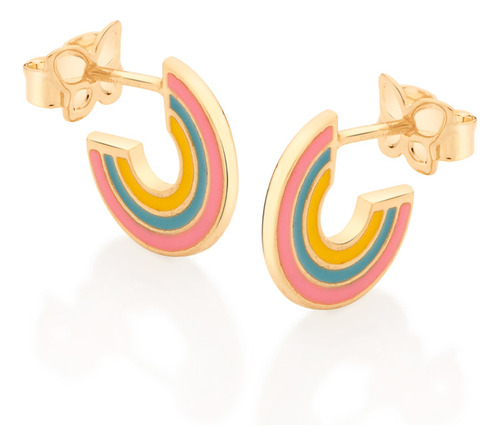 Brinco Meia Argola Infantil Arco Íris, Com 526724 526724 em Oferta na Shopee