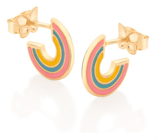 Brinco Meia Argola Infantil Arco Íris, Com 526724 526724 em Oferta na Shopee