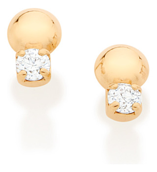 Brinco Formato Meia Bola, Composto Por 2 Zir 526804 526804 em Oferta na Shopee