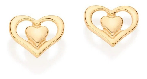Brinco Pequeno Coração Duplo Rommanel 526922 526922-X em Oferta na Shopee