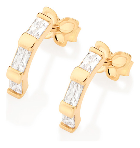 Brinco Cravejado Por 6 Zircônias Baguete De 526969 526969 em Oferta na Shopee