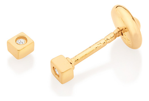 Brinco Formato Quadrado, Cravejado Por 2 Zir 526986 526986