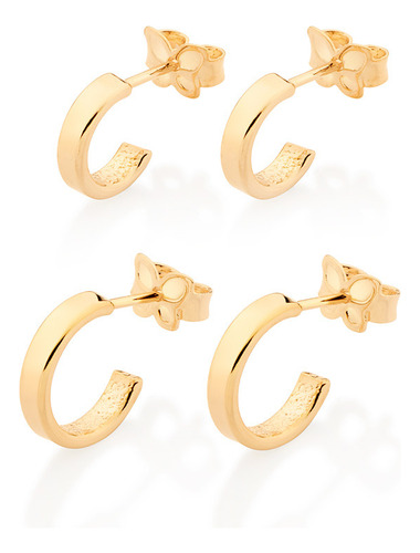 Kit Brincos Meia Argolas Folheado A Ouro Rommanel 527014 527014 em Oferta na Shopee