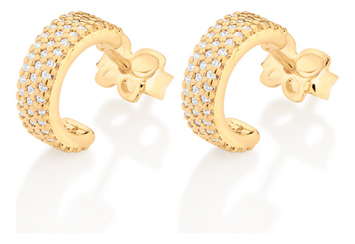 Brinco Meia Argola Cravejada Por 122 Zircôn 527094 527094 em Oferta na Shopee