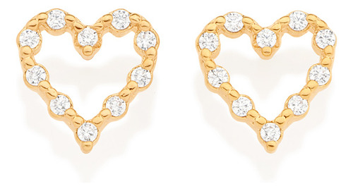 Brinco Formato Coração Vazado Cravejado Po 527124 527124 em Oferta na Shopee