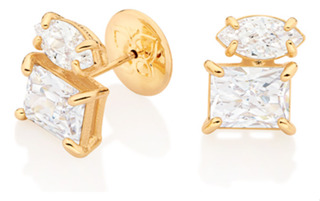 Brinco Botão Cravejado Por 2 Zircônias Bag 527148 527148 em Oferta na Shopee