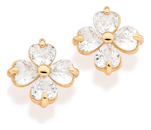 Brinco Flor Cravejado Por 8 Zircônias Forma 527193 527193