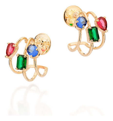 Brinco Meia Argola Tripla Composto Por 2 Cri 527252 527252 em Oferta na Shopee