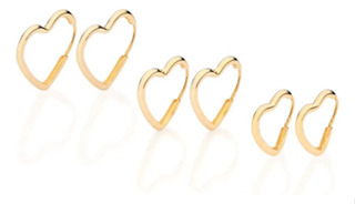 Brincos Kit Femininos Rommanel 3 Pares Argola Coração 527288 527288 em Oferta na Shopee