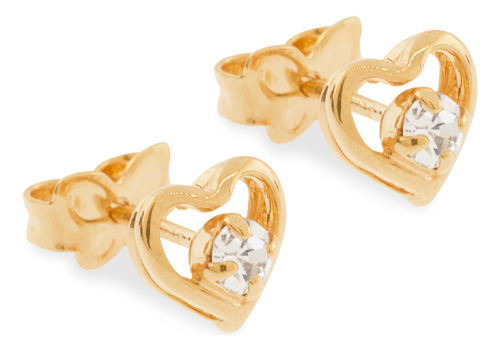 Brinco Solitário Formato Coração Vazado C 522541 522541 em Oferta na Shopee