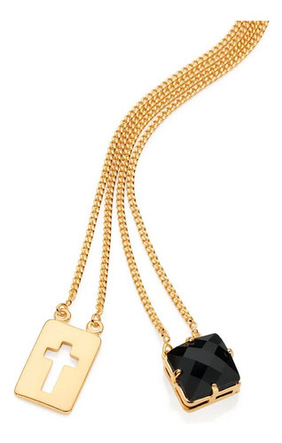 Escapulário C/ Cruz E Cristal Folheado Rommanel 532454 532454 em Oferta na Shopee