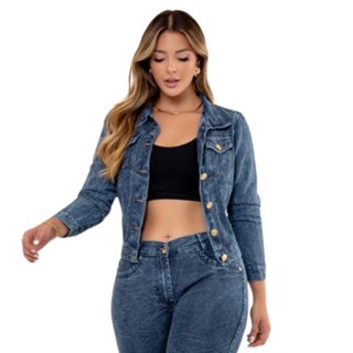 Jaqueta Feminina Jeans Lavagem Escura,Neves & Mil Store em Oferta na Shopee