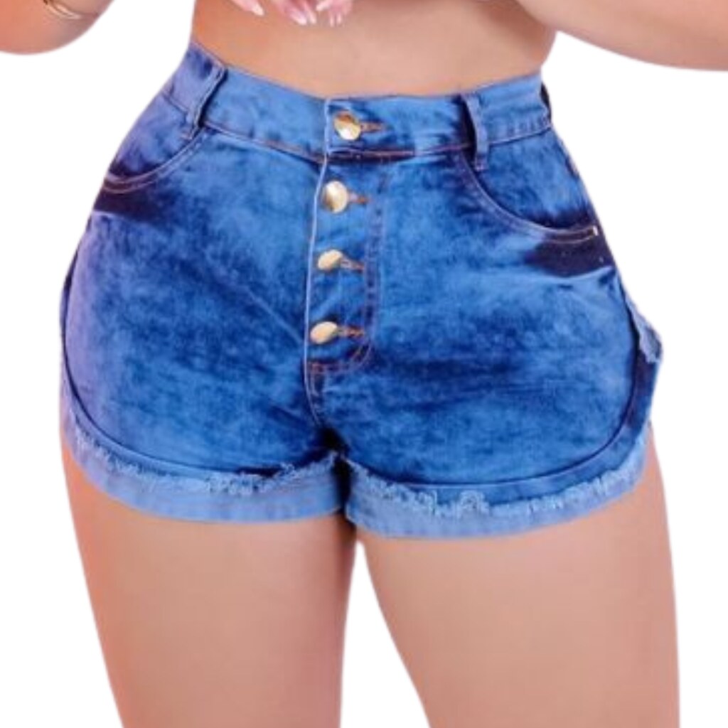 Short Feminino Jeans 4 Botões,BRENDOSKI MULTIMARCAS