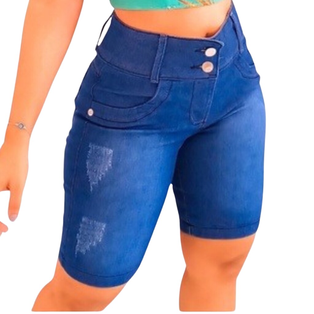 Short Feminino Jeans Ciclista Escura,BRENDOSKI MULTIMARCAS