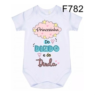 Body Bebê Frases Princesinha Do Dindo E Da Dinda F782 em Oferta na Shopee