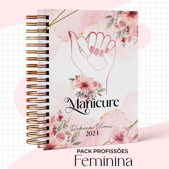Agenda De Agendamento Manicure Personalizado com Nome 200 páginas 2026 (SEM DATA)