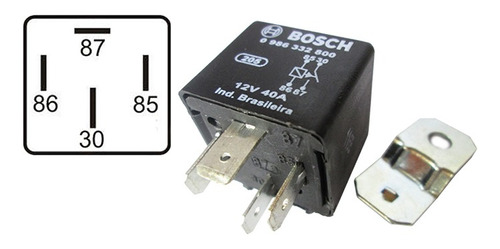 Rele Auxiliar 4 Term. 12v 40a S/suporte Preto