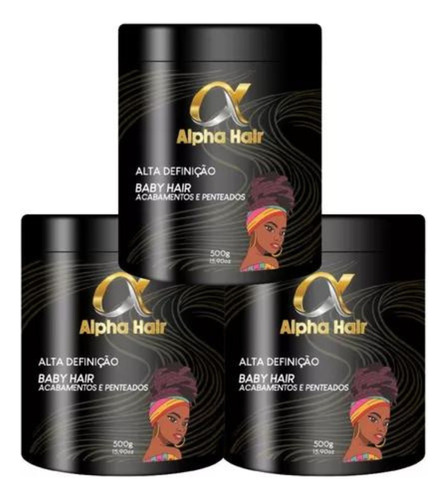 Pomada Modeladora Alpha Hair 500g Kit 3un
