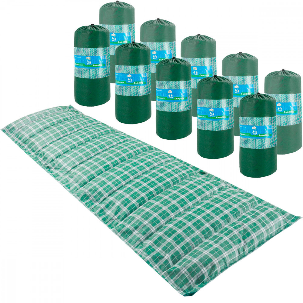 Kit 10 Colchonetes Solteiro 190x60cm Com Bolsa Para Transporte Xadrez Verde em Oferta na Shopee