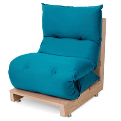 Futon de Espuma Almofada Dobrável Solteiro Azul Turquesa 170x60cm - BF Colchões
