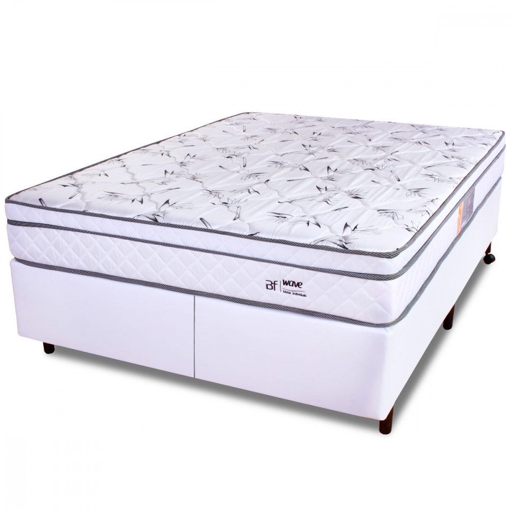Cama Box Queen Colchão Molas Ensacadas com Pillow e Box Courvin BF Colchões