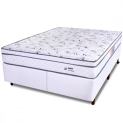 Cama Box Queen Colchão Molas Ensacadas com Pillow e Box Courvin BF Colchões