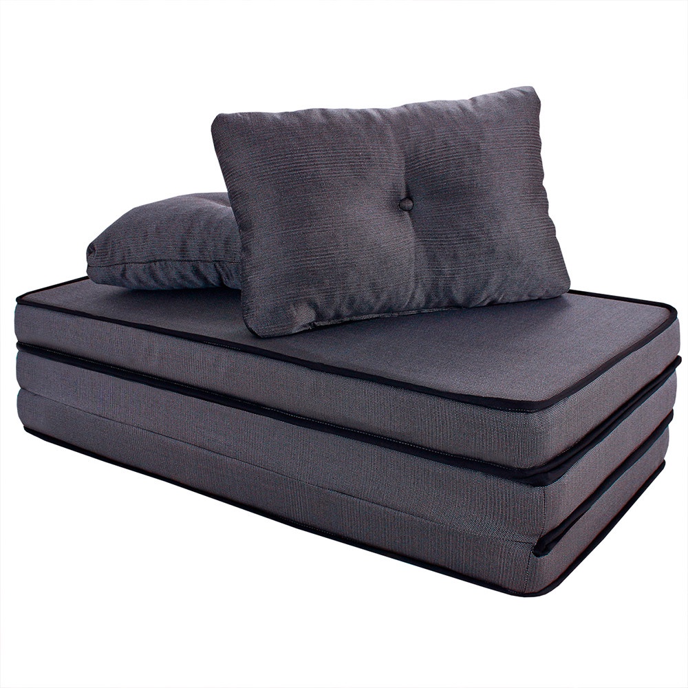 Puff Colchonete Dobrável / Sofa 3 em 1 + 2 Travesseiros Casal BF Colchões em Oferta na Shopee