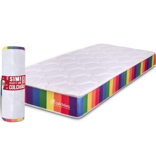 Colchão Solteirão D33 A Vácuo Ortopédico Espuma Certificada 97x203x17cm BF Colchões Rainbow em Oferta na Shopee