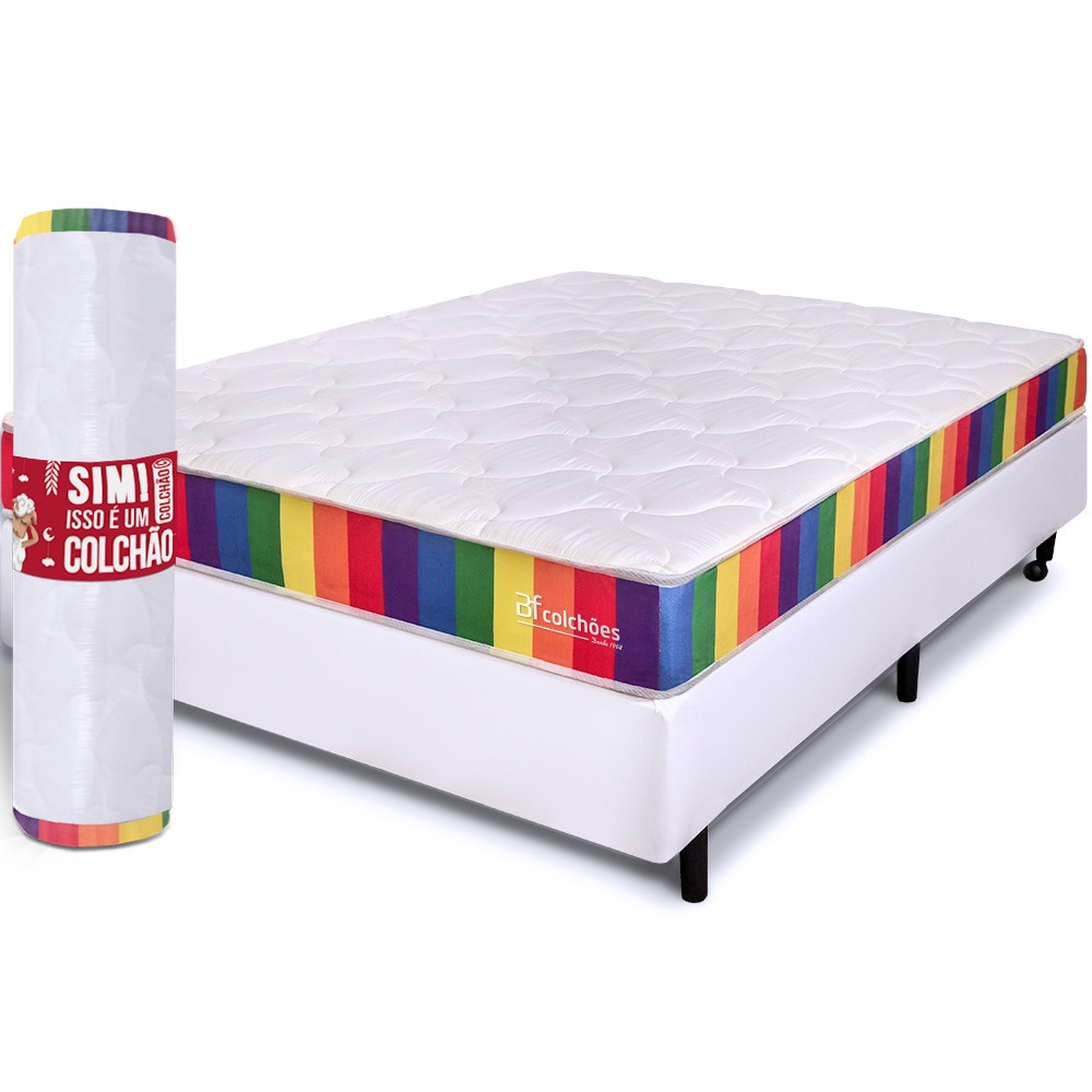 Cama Box Casal Com Colchão D33 A Vácuo Ortopédico Espuma Certificada 138x188x51cm BF Colchões em Oferta na Shopee