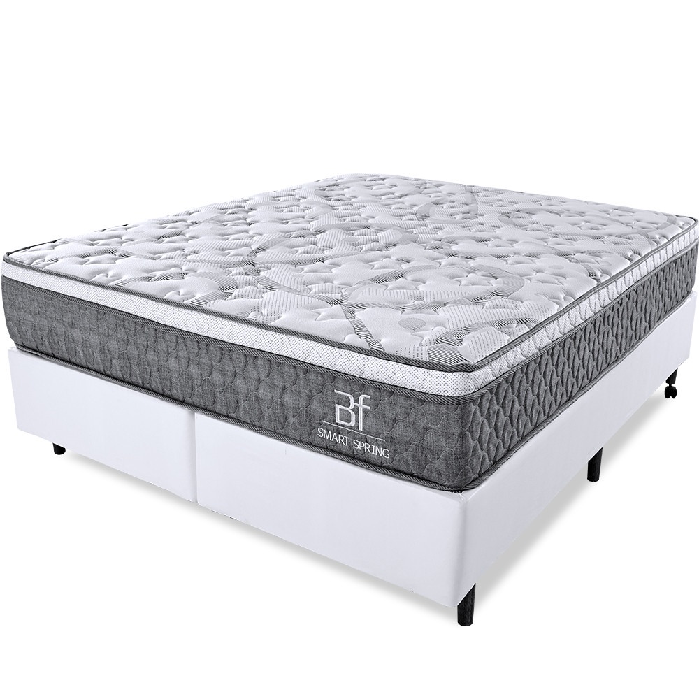 Cama Box Smart Spring King Colchão Mola Ensacada e Pillow Top de Espuma 193x203x63cm BF Colchões