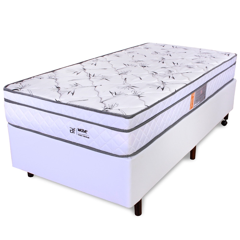 Cama Box Solteiro Colchão Molas Ensacadas com Pillow e Box Courvin BF Colchões