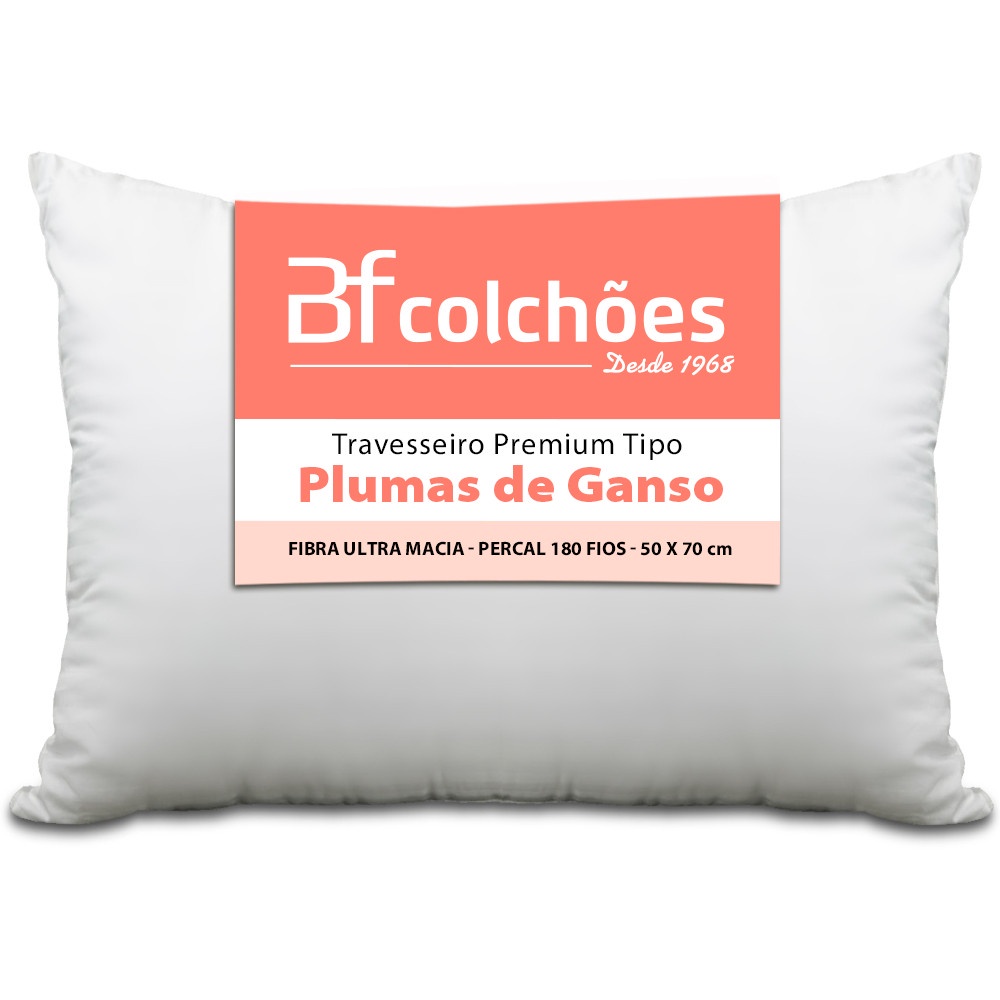 Travesseiro Premium de Fibra conforto extra tipo Pluma Pena de Ganso Ecológica 50x70cm BF Colchões - Home & Living