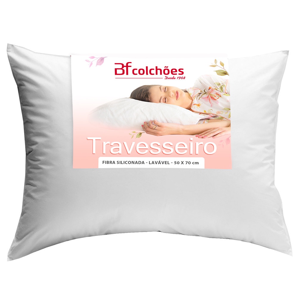 Travesseiro Ecoplumas de Fibra Siliconada Percal 180 Fios Antialérgico 50x70x14cm BF Colchões em Oferta na Shopee