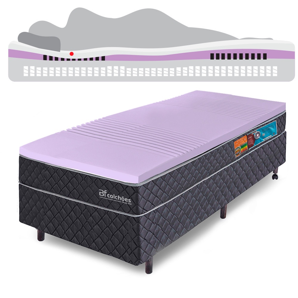 Cama Box Solteiro Colchão Molas Ensacadas com Pillow de Tecnologia Tridimensional Relax BF Colchões em Oferta na Shopee