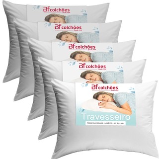Kit 5 Travesseiros Antialérgico de Fibra Macio Lavável 45X65 BF Colchões em Oferta na Shopee