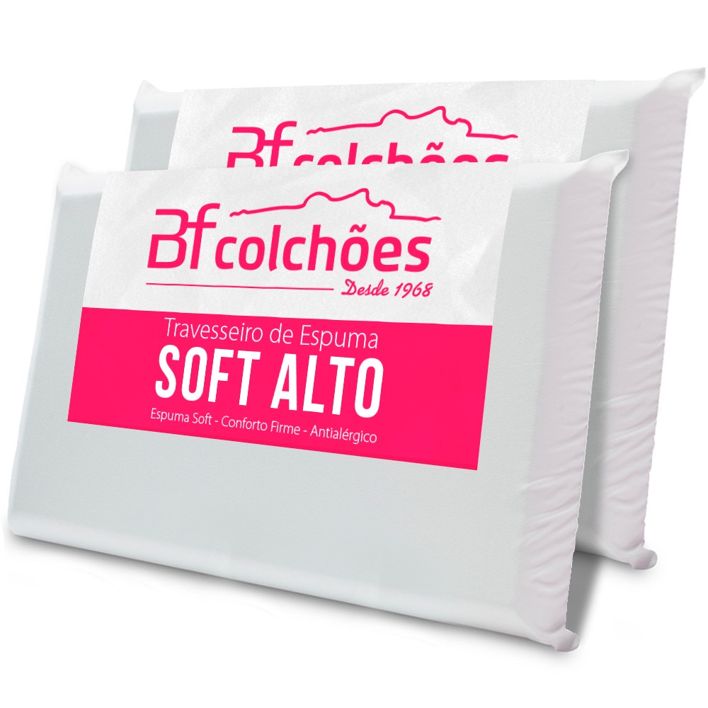 Kit 2 Travesseiro Alto Espuma Ortopédico Soft Firme 50x70x14 BF Colchões - Home & Living