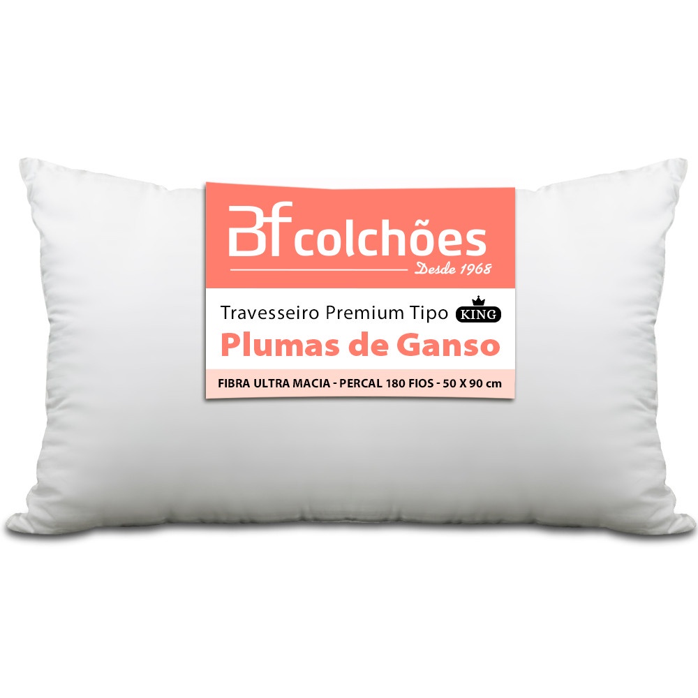 Travesseiro King Premium de Fibra conforto extra tipo Pluma de Ganso Ecológica 50x90 BF Colchões em Oferta na Shopee