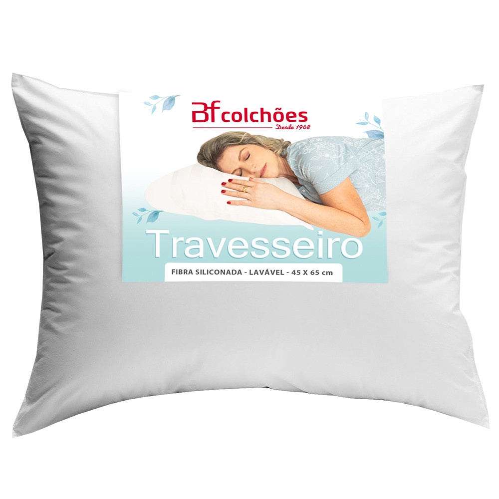 Travesseiro Antialérgico de Fibra Macio Lavável 45X65 BF Colchões em Oferta na Shopee