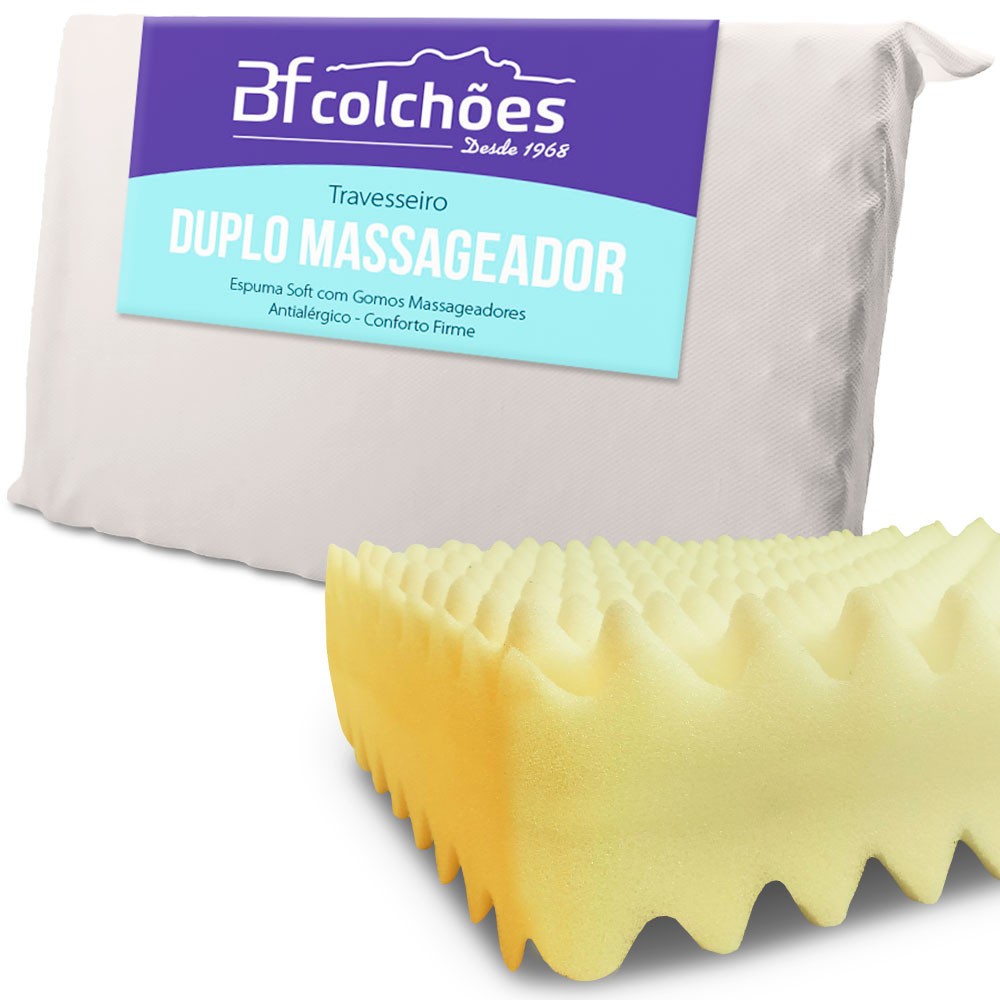 Travesseiro Massageador Duplo Percal 180 fios Espuma Soft Macio 50x70cm BF Colchões em Oferta na Shopee