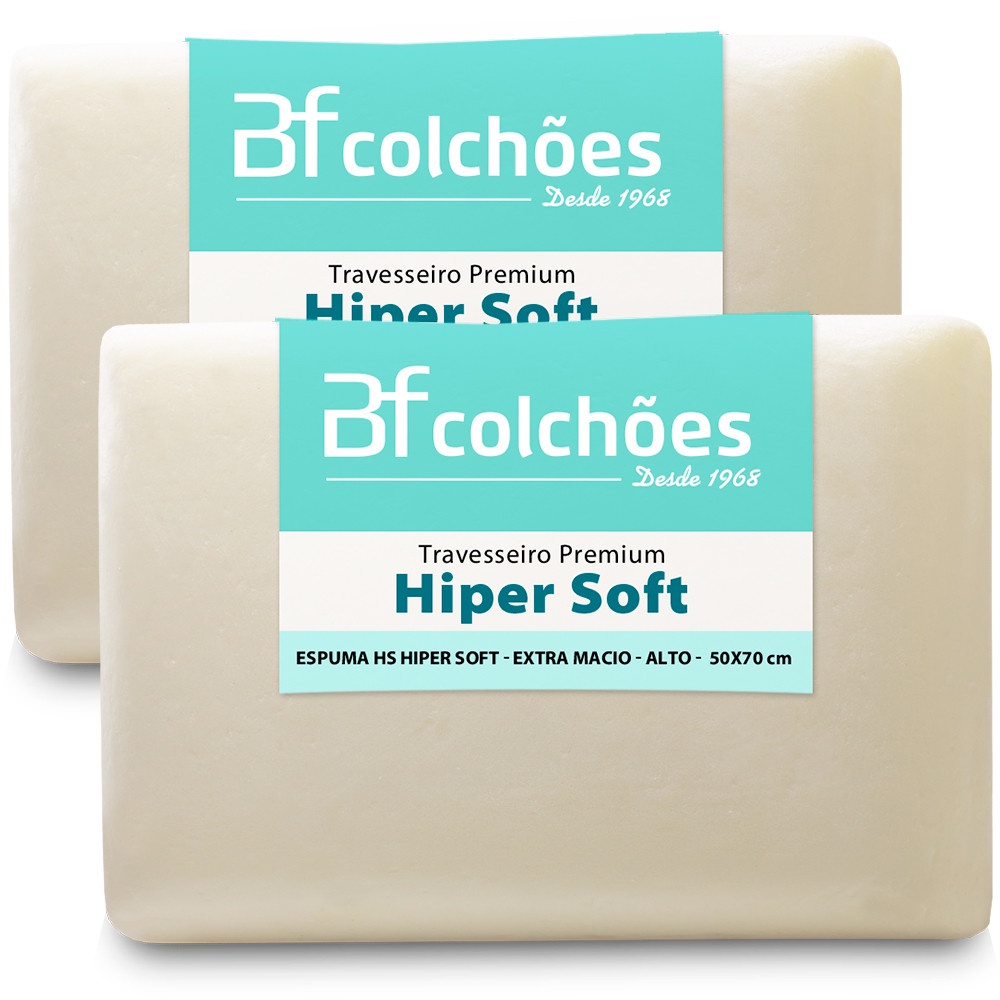 Kit 2 Travesseiros Ortopédico Espuma HiperSoft Macio 50x70 BF Colchões em Oferta na Shopee